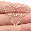 19x18mm 0.44g Antique Silver Zinc Alloy Hollow Heart Charm Pendant for DIY Necklace Bracelet Making
