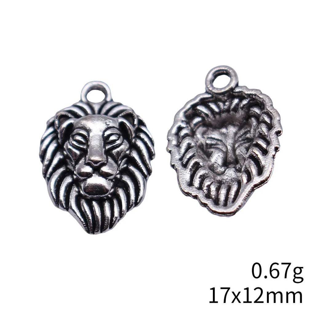 17x12mm 0.67g Antique Silver Zinc Alloy Lion Head Charm Pendant for DIY Necklace Bracelet Making