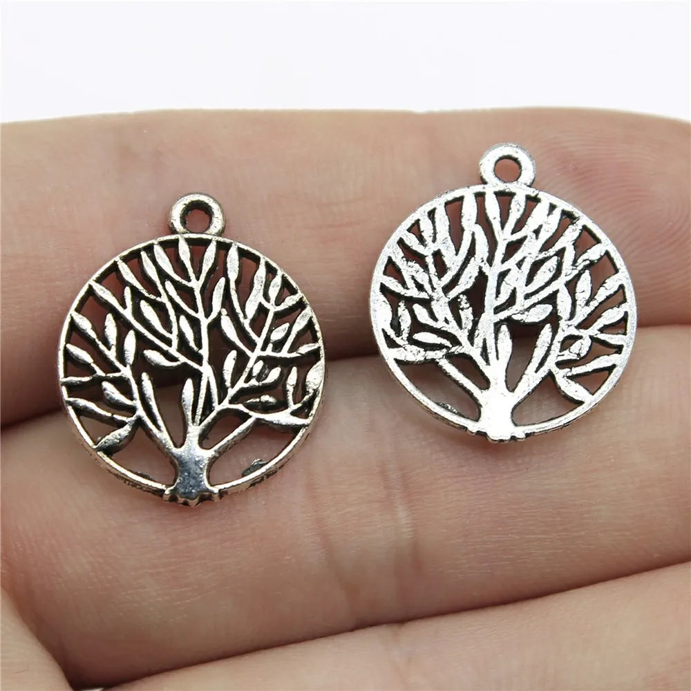 18x22mm 1.6g Multicolor Zinc Alloy Small Tree of Life Charm Pendant for DIY Necklace Bracelet