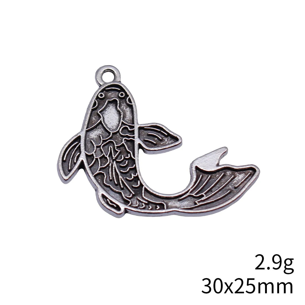 30x25mm 2.9g Antique Silver Zinc Alloy Chinese Koi Fish Charm Pendant for DIY Necklace Bracelet Making