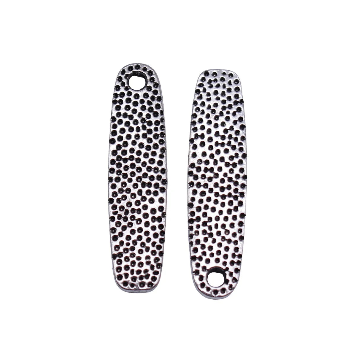 29x7.6mm 2g Antique Silver Zinc Alloy Double-Sided Dotted Long Bar Charm Pendant for DIY Jewelry Making