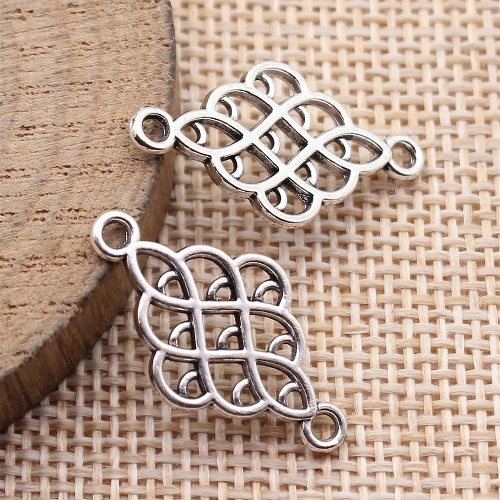 25x14mm 0.9g Antique Silver Zinc Alloy Hollow Geometric Connector Charm for DIY Bracelet Jewelry Making