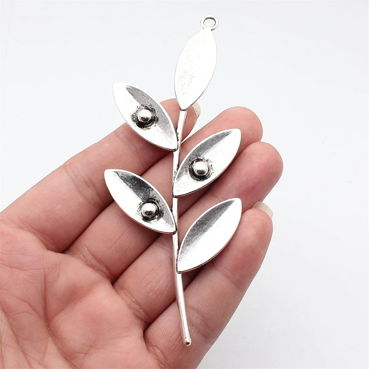 122x49mm 23.2g Antique Silver Zinc Alloy Olive Branch Charm Pendant for DIY Necklace Jewelry Making
