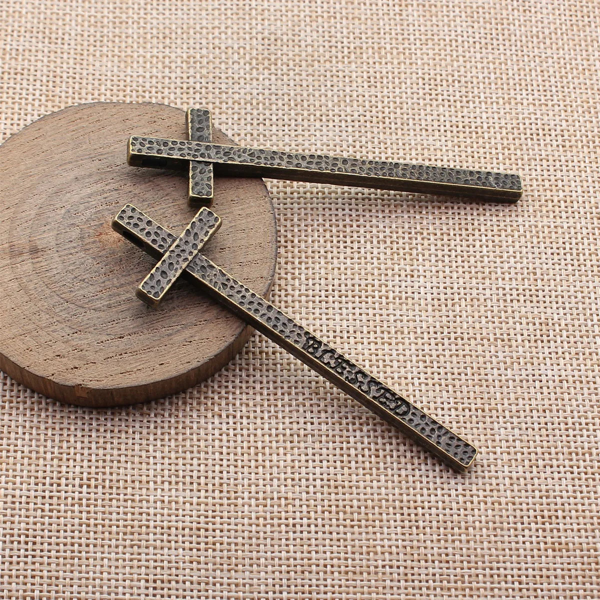 81x22mm 12.5g Multicolor Zinc Alloy BLESSED Hammered Cross Charm Pendant for DIY Necklace Making