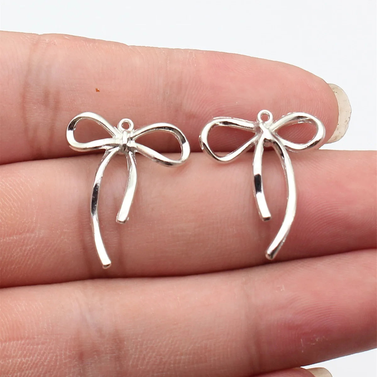 25x20mm 1.1g White K Finish Zinc Alloy Bow Butterfly charm pendant for DIY bracelet necklace jewelry making