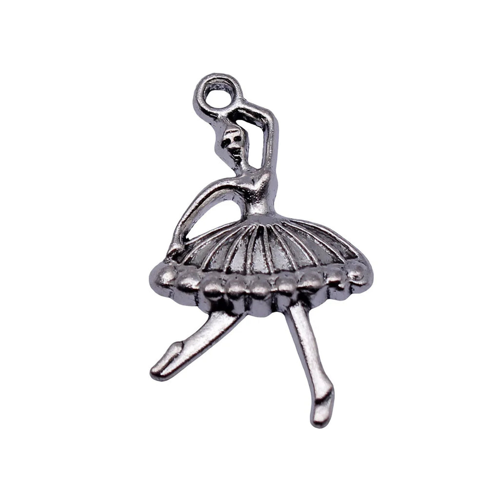 36x20mm 2.4g Antique Silver Zinc Alloy Ballet Dancer Charm Pendant for DIY Necklace Bracelet
