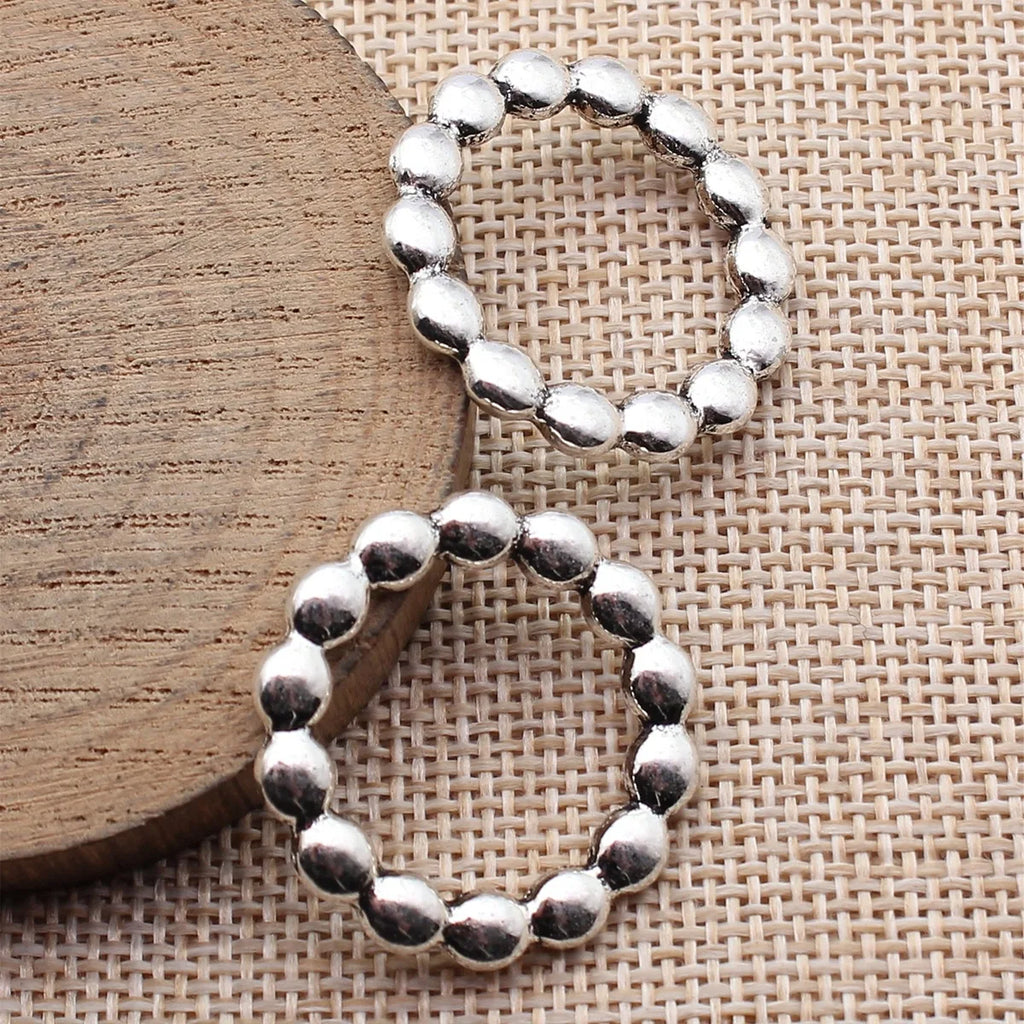 29x29mm 5.1g Antique Silver Zinc Alloy Beaded Round Ring Connector Charm for DIY Necklace Bracelet Making