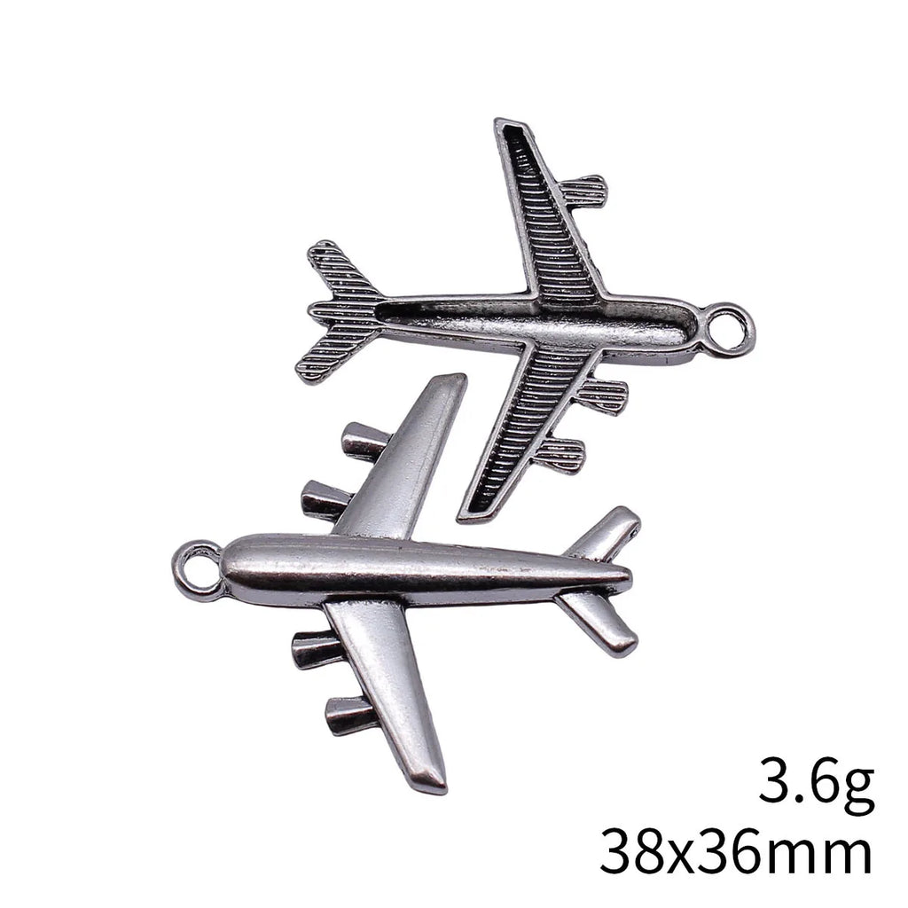 38x36mm 3.6g Antique Silver Zinc Alloy Airplane Charm Pendant for DIY Necklace Bracelet Making