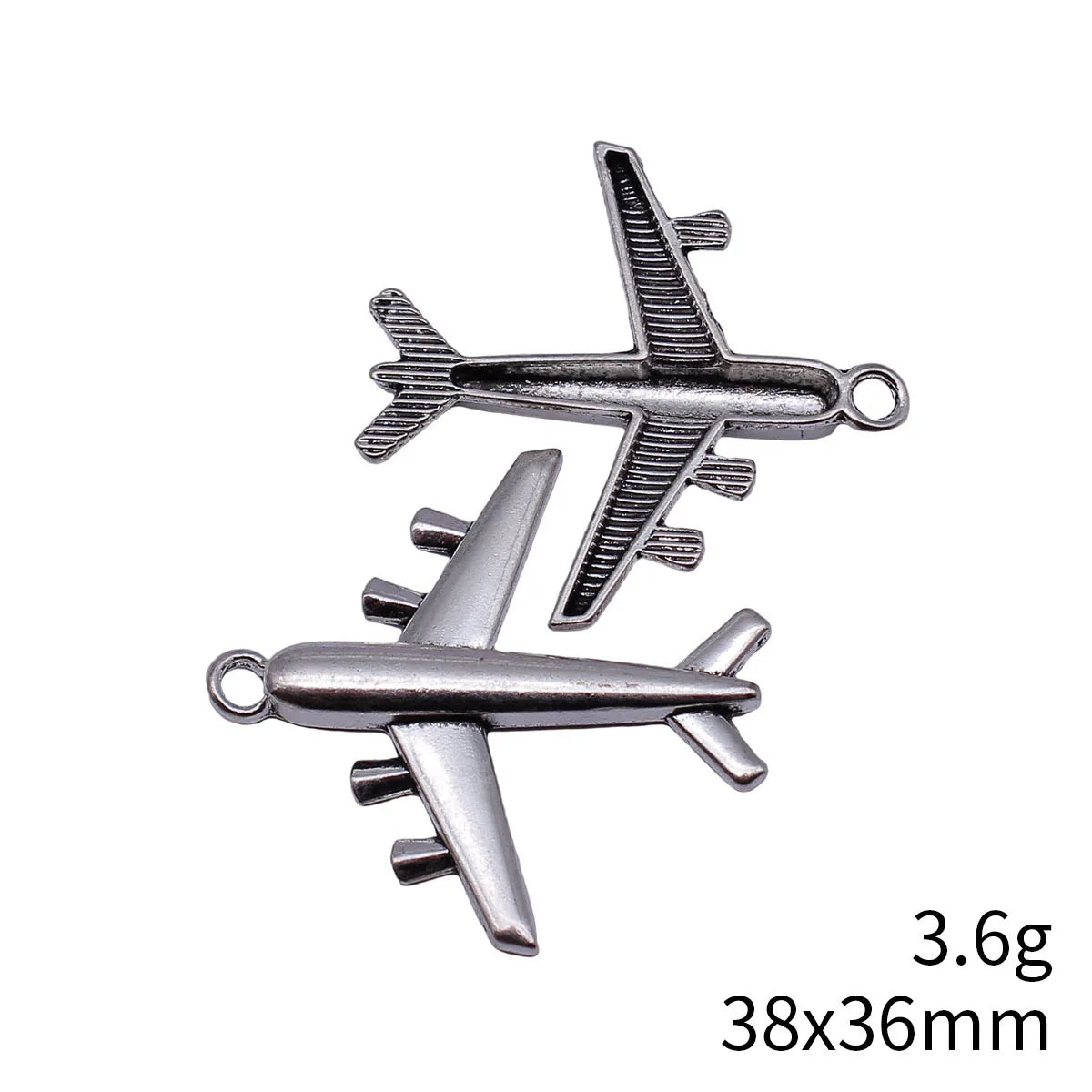 38x36mm 3.6g Antique Silver Zinc Alloy Airplane Charm Pendant for DIY Necklace Bracelet Making
