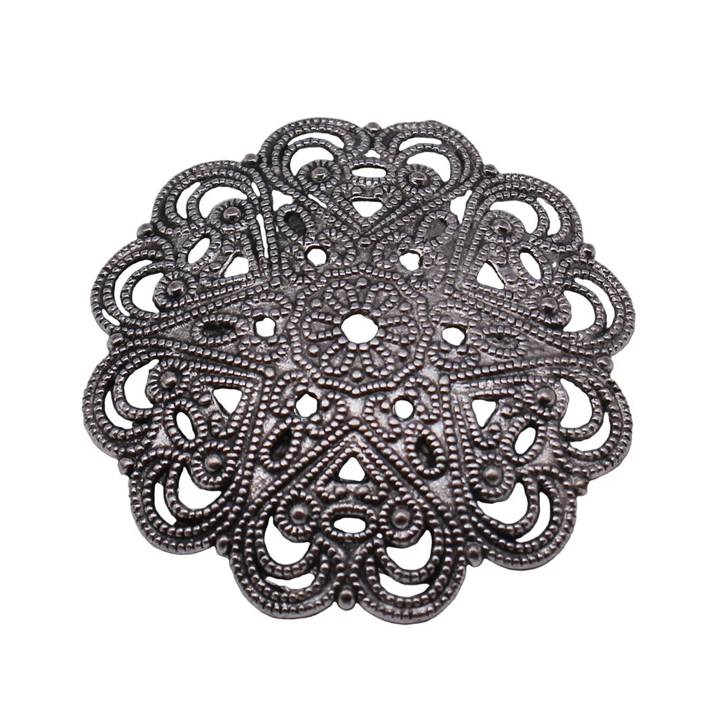 41x41mm 6.2g Antique Silver Zinc Alloy Heart Texture Bead Cap Flower Spacer for DIY Jewelry Making