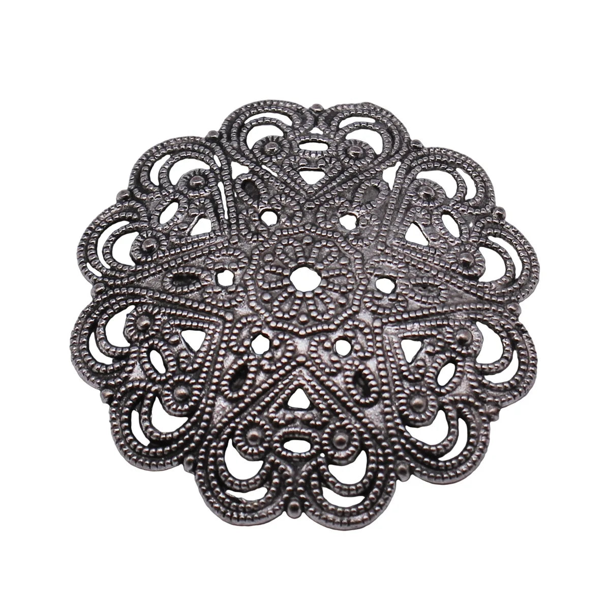 41x41mm 6.2g Antique Silver Zinc Alloy Heart Texture Bead Cap Flower Spacer for DIY Jewelry Making