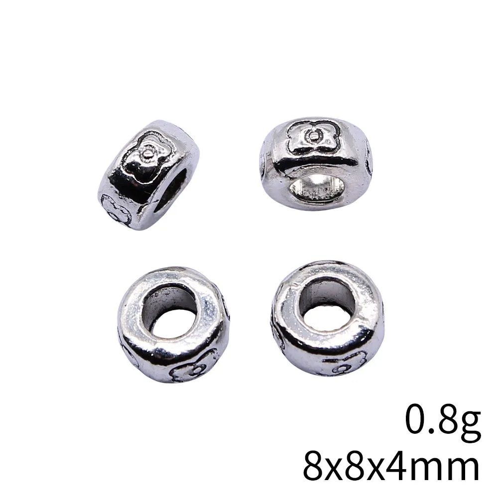 8x8x4mm 0.8g Antique Silver Zinc Alloy Carved Spacer Beads for DIY Bracelet Necklace Jewelry Making