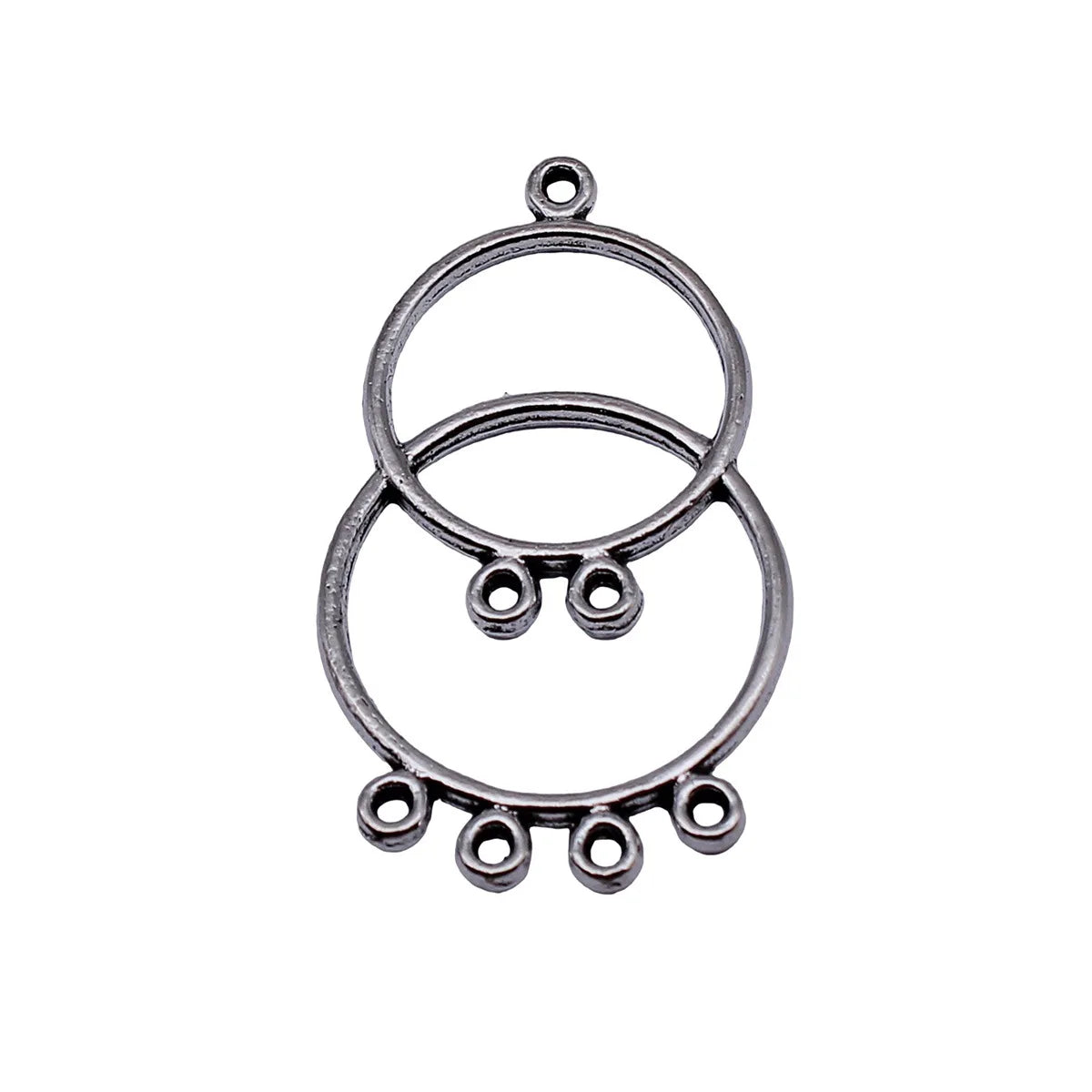 44x25mm 3.1g Antique Silver Zinc Alloy Layered Openwork Circle Ring Hollow Earring Connector Charm for DIY Earrings