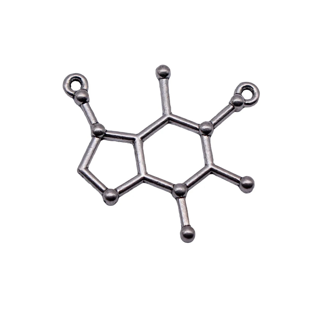 26x23mm 1.3g Antique Silver Zinc Alloy Caffeine Molecule Connector Charm for DIY Jewelry Making