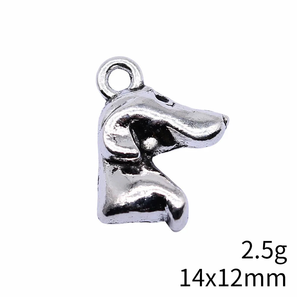 14x12mm 2.5g Antique silver zinc alloy Dog Head charm pendant for DIY pet theme jewelry making
