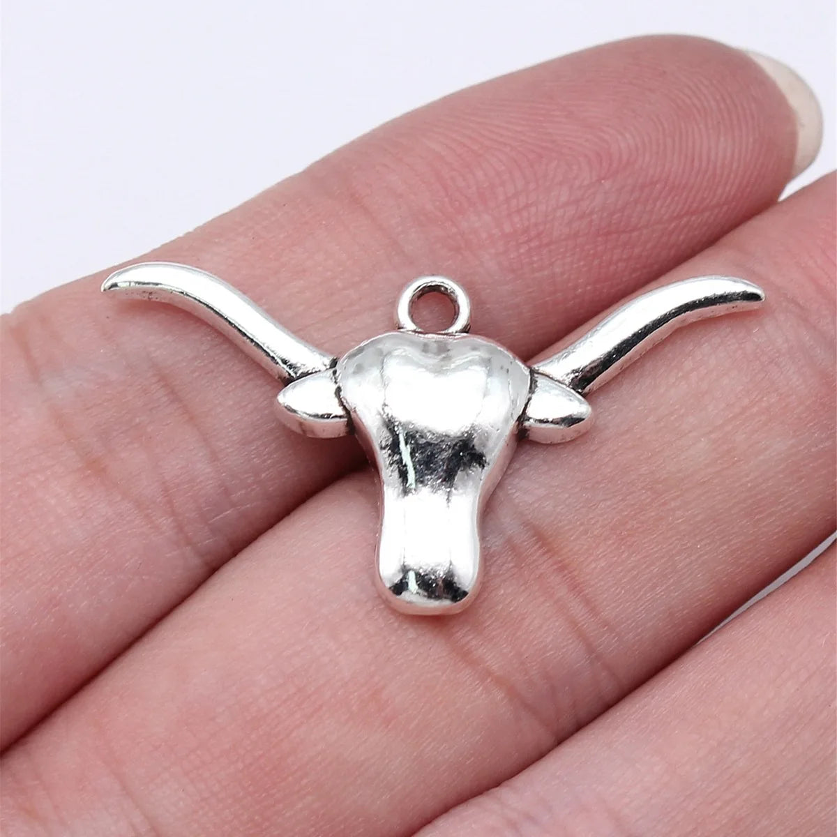 19x36mm 1.7g Antique Silver Zinc Alloy Bull Head Charm Pendant for Western Necklace Jewelry Making