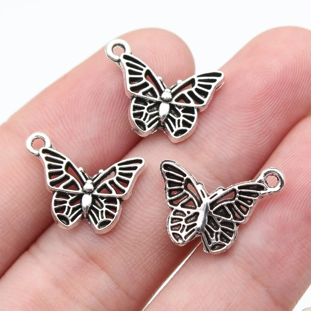 17x13mm 0.8g Antique Silver Zinc Alloy Butterfly Charm Pendant for DIY Necklace Bracelet Jewelry Making