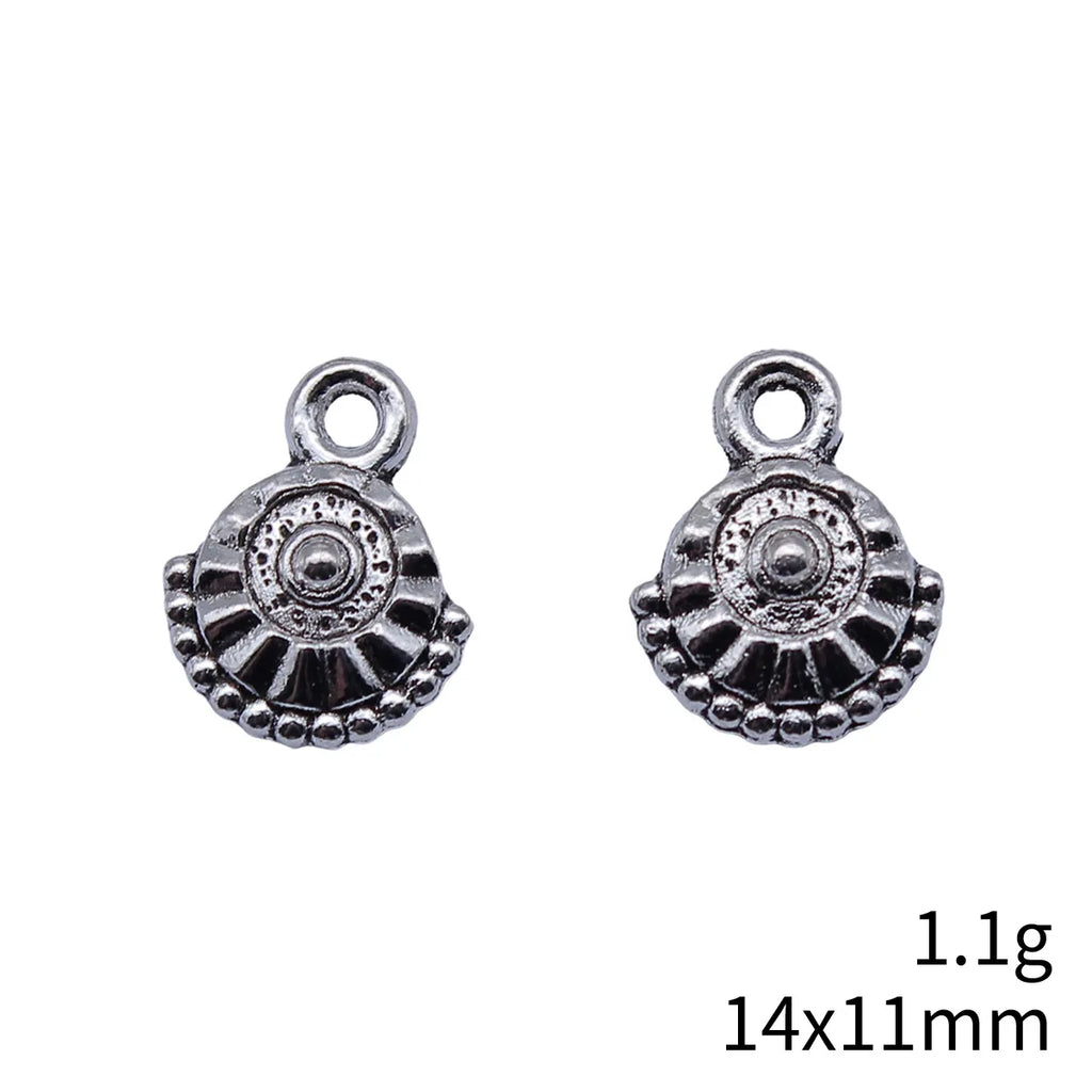 14x11mm 1.1g Antique Silver Zinc Alloy Round Tag Charm Pendant for DIY Necklace Jewelry Making