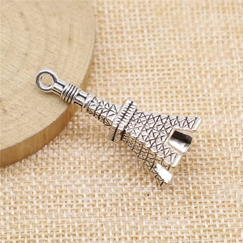 15x42mm 6.3g Antique Silver Iron 3D Eiffel Tower Charm Pendant for DIY Necklace Bracelet Jewelry