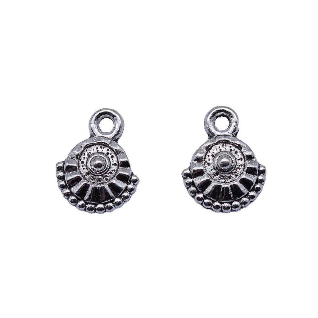 14x11mm 1.1g Antique Silver Zinc Alloy Round Tag Charm Pendant for DIY Necklace Jewelry Making