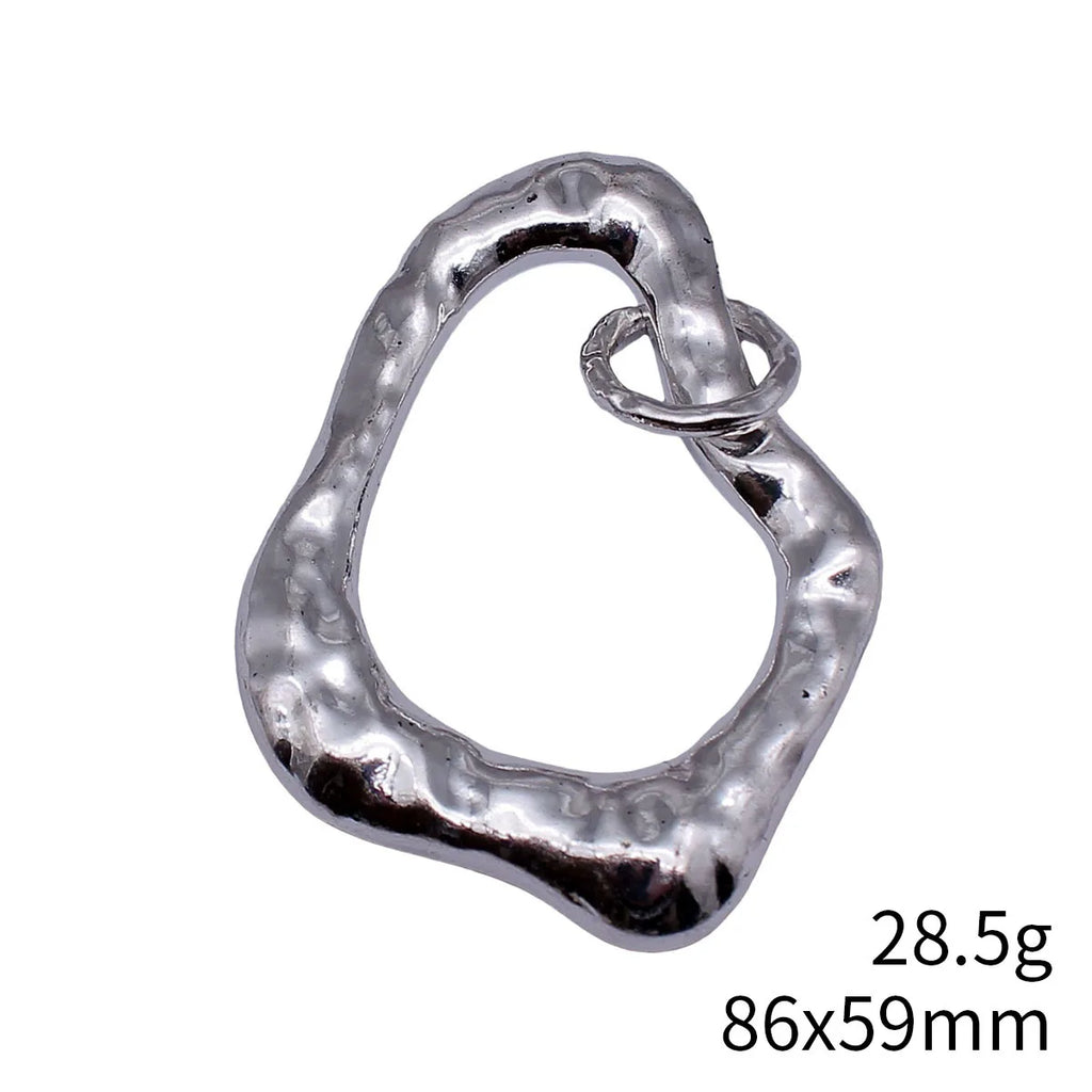 86x59mm 28.5g Antique Silver Zinc Alloy Hammered Irregular Hollow Ring Charm Pendant for DIY Jewelry