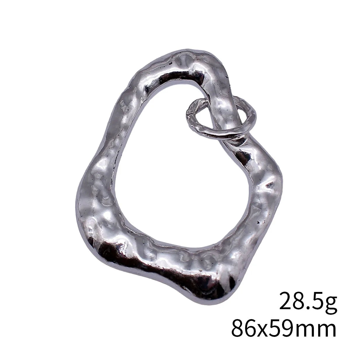 86x59mm 28.5g Antique Silver Zinc Alloy Hammered Irregular Hollow Ring Charm Pendant for DIY Jewelry