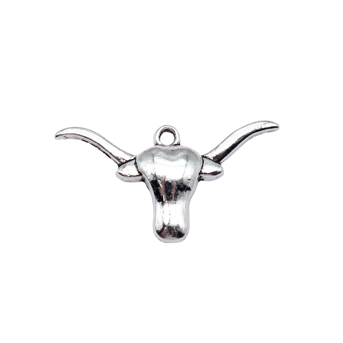 19x36mm 1.7g Antique Silver Zinc Alloy Bull Head Charm Pendant for Western Necklace Jewelry Making