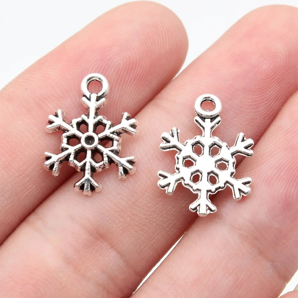 17x13mm 0.69g Antique Silver Zinc Alloy Snowflake Charm Pendant for DIY Necklace Bracelet Earrings