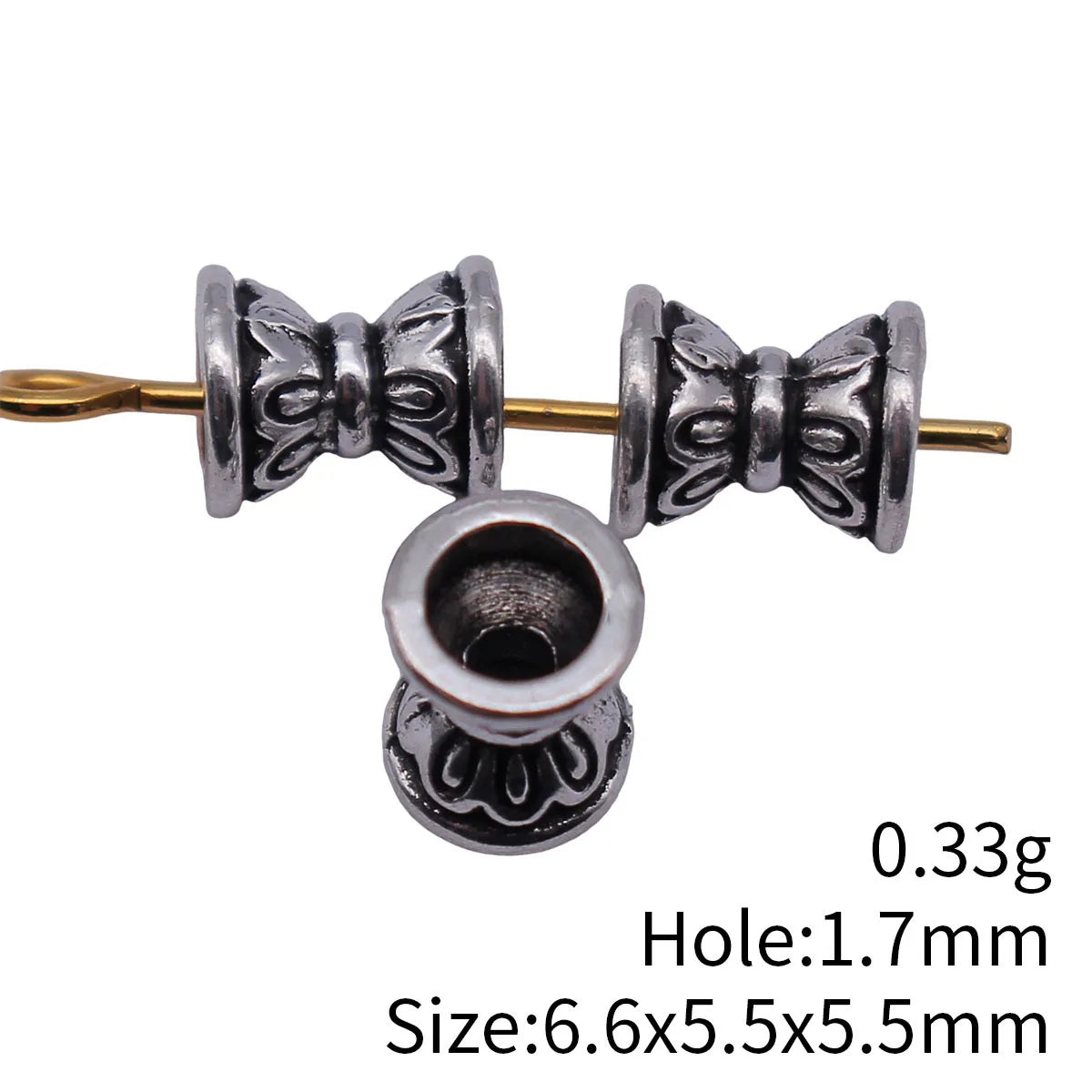 6.6x5.5x5.5mm 0.33g Antique Silver Zinc Alloy Double Sided Flower Bead Cap Spacer Beads for DIY Jewelry Making
