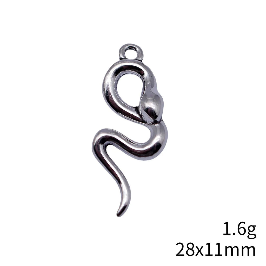 28x11mm 1.6g Antique Silver Zinc Alloy Smooth Snake Charm Pendant for DIY Necklace Jewelry Making