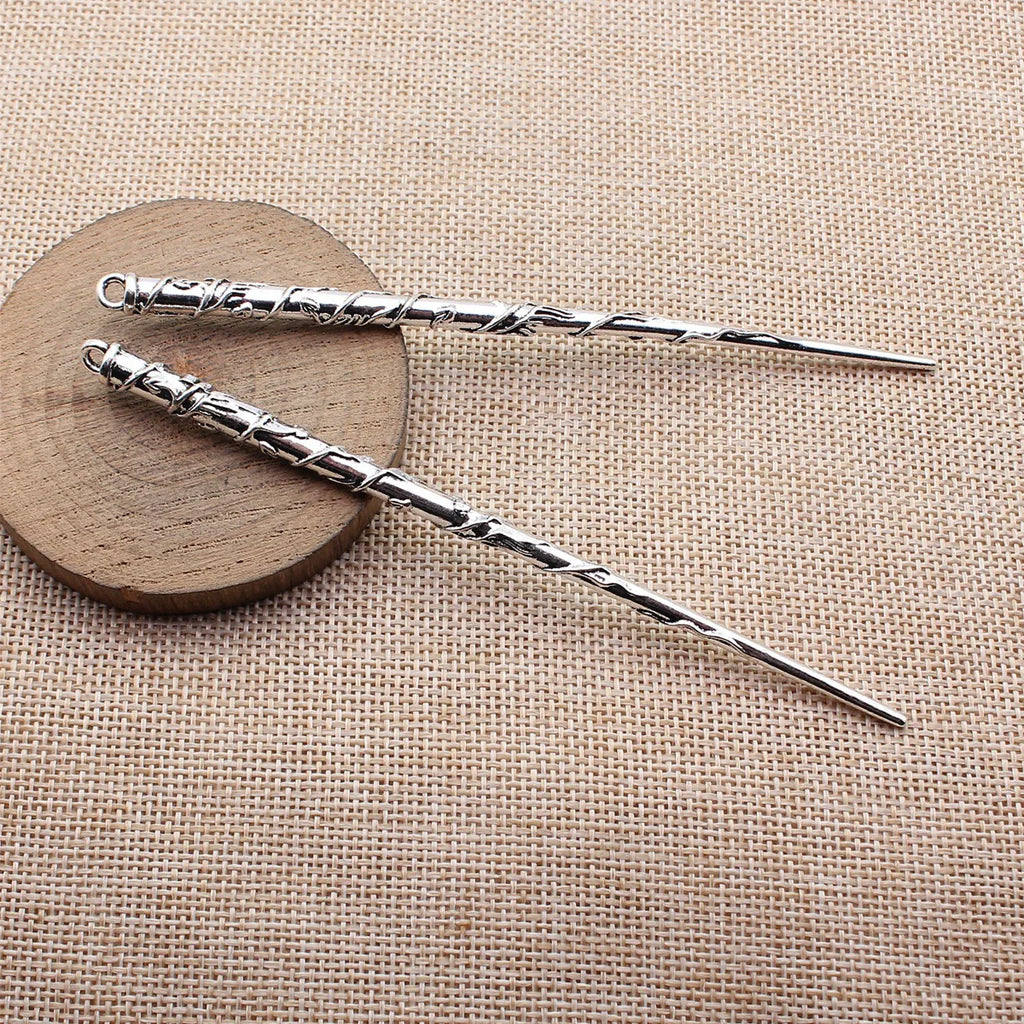 127x6.4x6.4mm 10.6g Antique Silver Zinc Alloy Vine Texture Hair Stick Jewelry Finding for DIY Hair Accessories