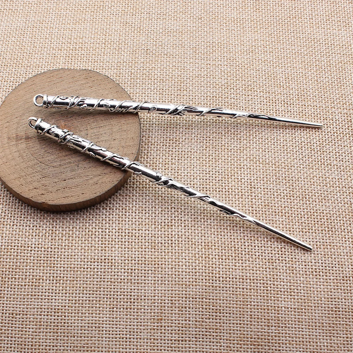 127x6.4x6.4mm 10.6g Antique Silver Zinc Alloy Vine Texture Hair Stick Jewelry Finding for DIY Hair Accessories