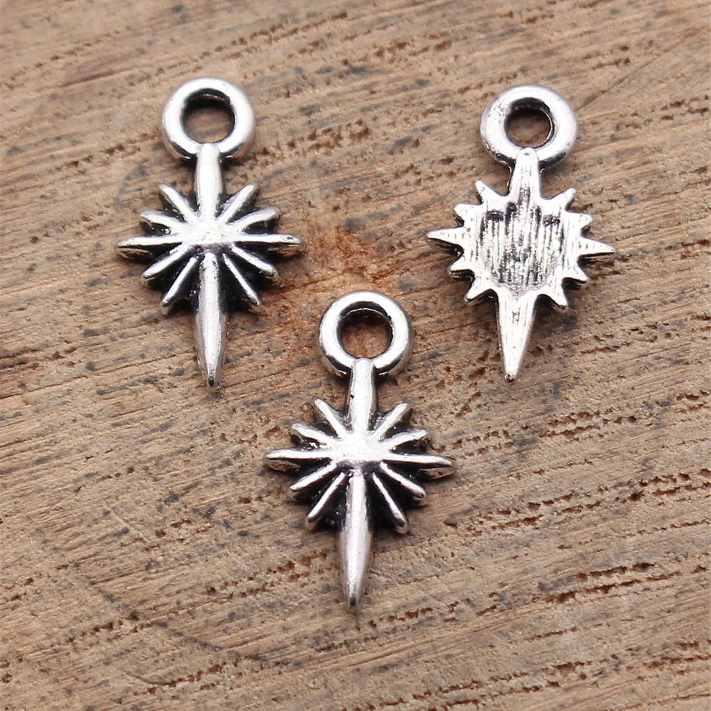 14x8mm 0.33g Multicolor Zinc Alloy Starburst charm pendant for DIY necklace bracelet jewelry making