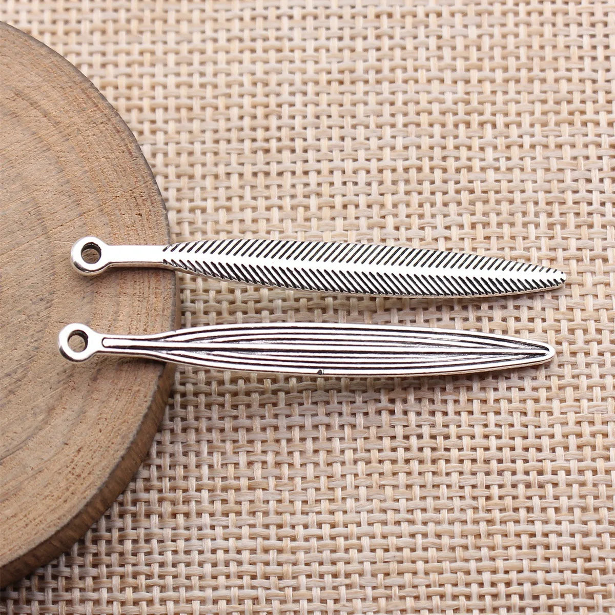 51x5.5mm 1.6g Multicolor Zinc Alloy Long Feather Charm Pendant for DIY Earrings Necklace Making