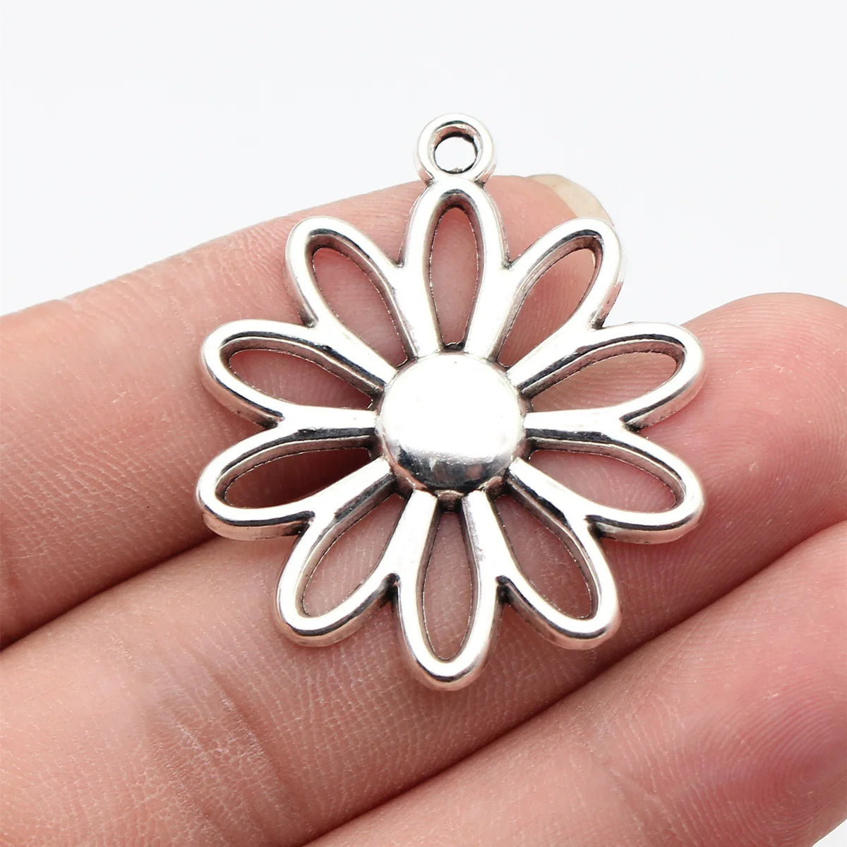 41x35mm 4.3g Antique Silver Zinc Alloy Hollow Flower Charm Pendant for DIY Necklace Earrings Jewelry