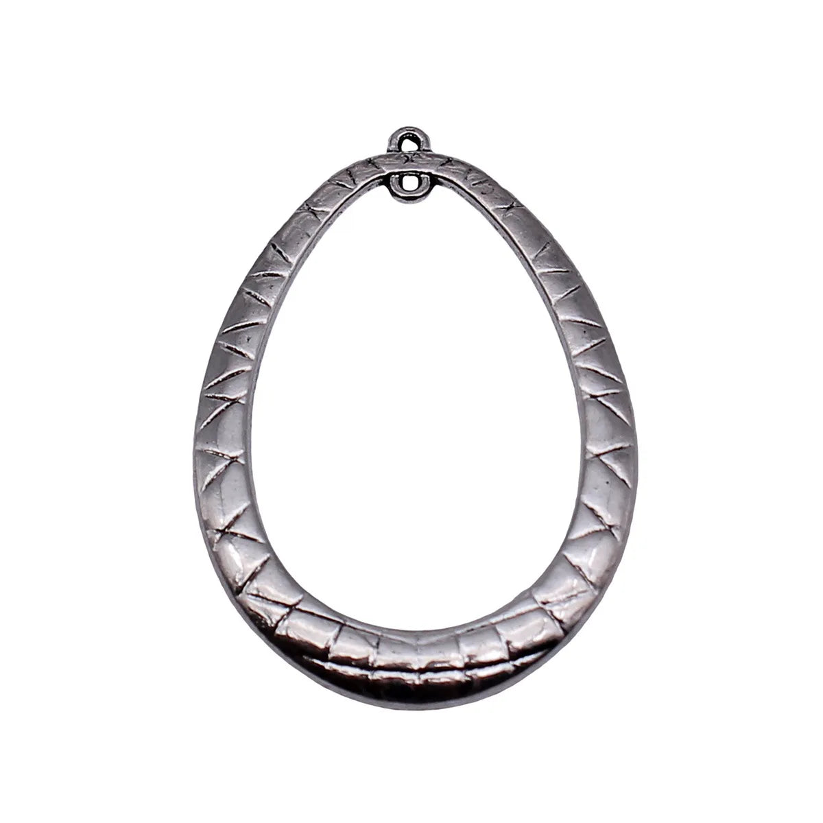 44x31mm 2.3g Antique Silver Zinc Alloy Egg Oval Geometric Hollow Round Earring Connector Charms for DIY Jewelry