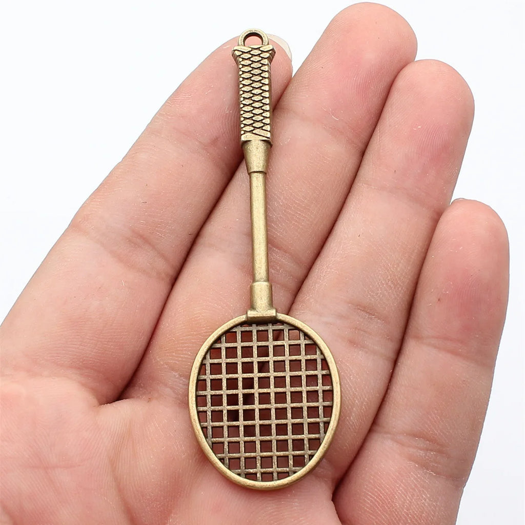 82x26x5mm 9.5g Multicolor Zinc Alloy Badminton Racket Charm Pendant for DIY Necklace Bracelet Jewelry