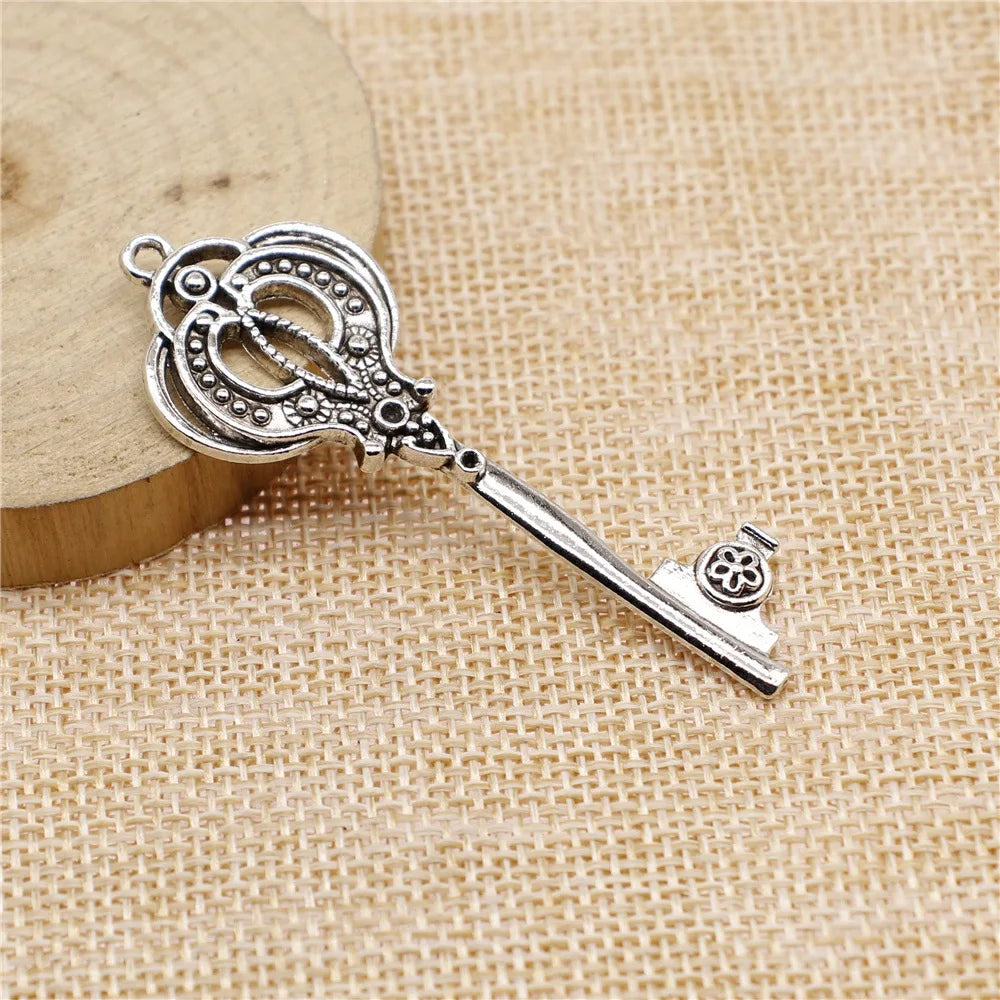 62x23mm 4.5g Antique Silver Zinc Alloy Key Charm Pendant for DIY Necklace Bracelet Jewelry Making