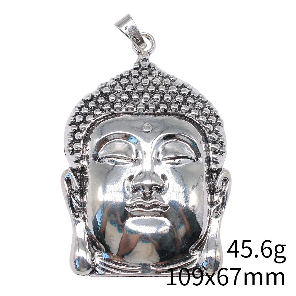 109x67mm 45.6g Antique Silver Zinc Alloy Buddha Head Charm Pendant for DIY Necklace Jewelry Making