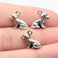 16x13mm 1.8g Antique Silver Zinc Alloy 3D Small Dog Charm Pendant for DIY Pet Theme Jewelry