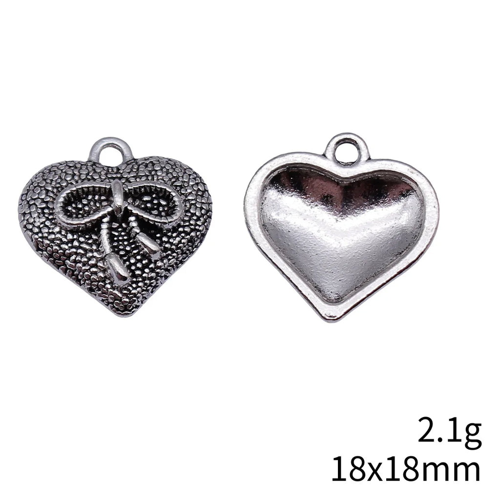 18x18mm 2.1g Antique Silver Zinc Alloy Bowknot Heart Butterfly Charm Pendant for DIY Necklace Bracelet Jewelry