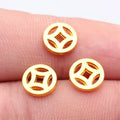 9.1x9.1x1.6mm 0.5g Bright Gold Tone Zinc Alloy Chinese Coin Symbol Charm Pendant for DIY Jewelry Making