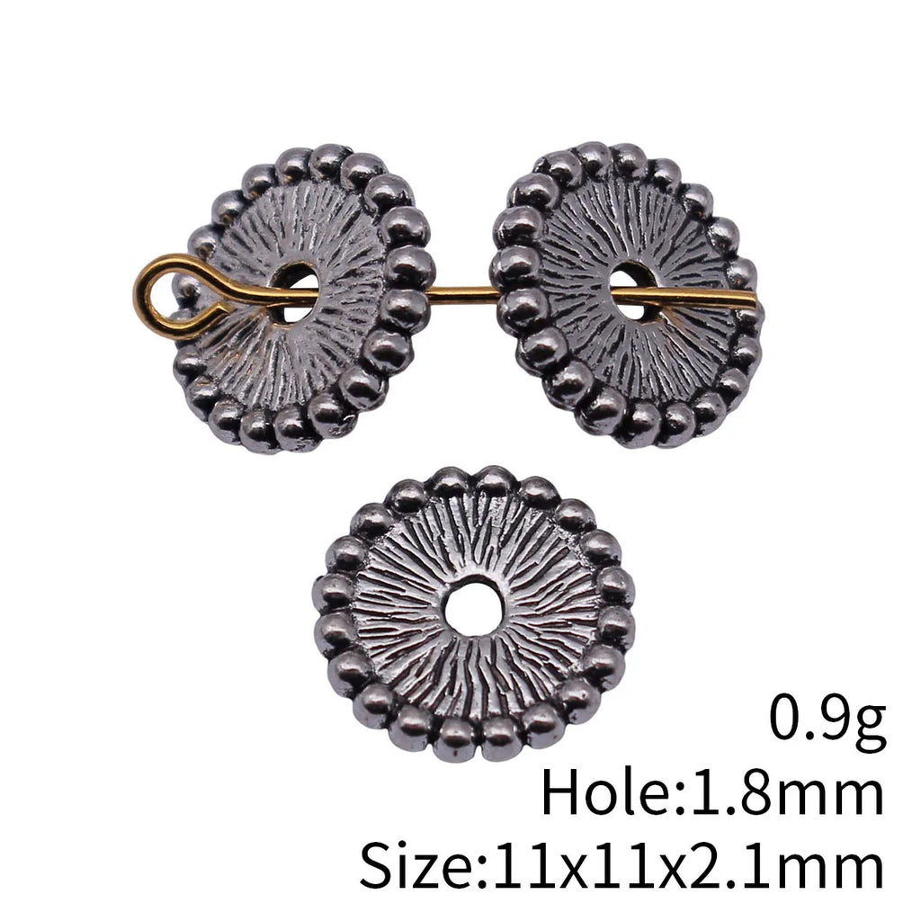 11x11x2.1mm 0.9g Multicolor Zinc Alloy Textured Round Disc Spacer Beads for DIY Bracelet Necklace