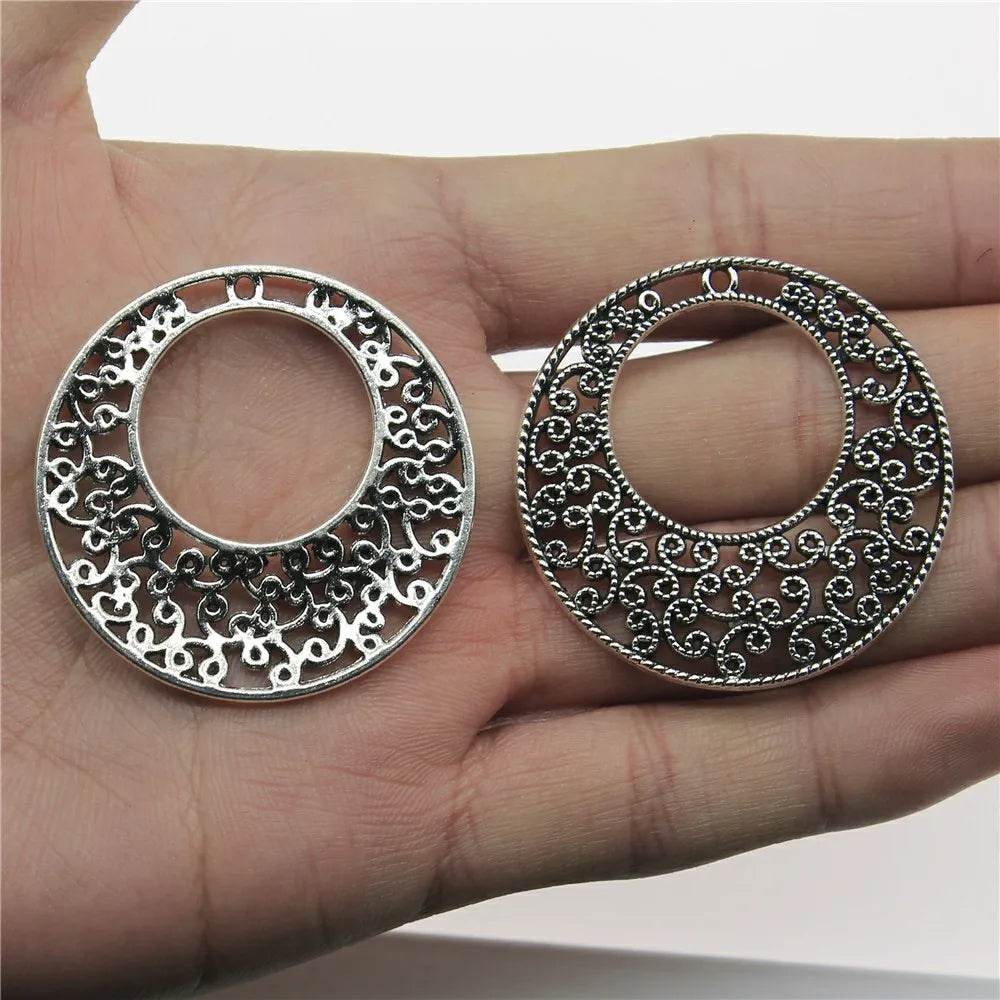 41x41mm 6.1g Multicolor Zinc Alloy Flower Wreath Earring Charms for DIY Earring Jewelry Making