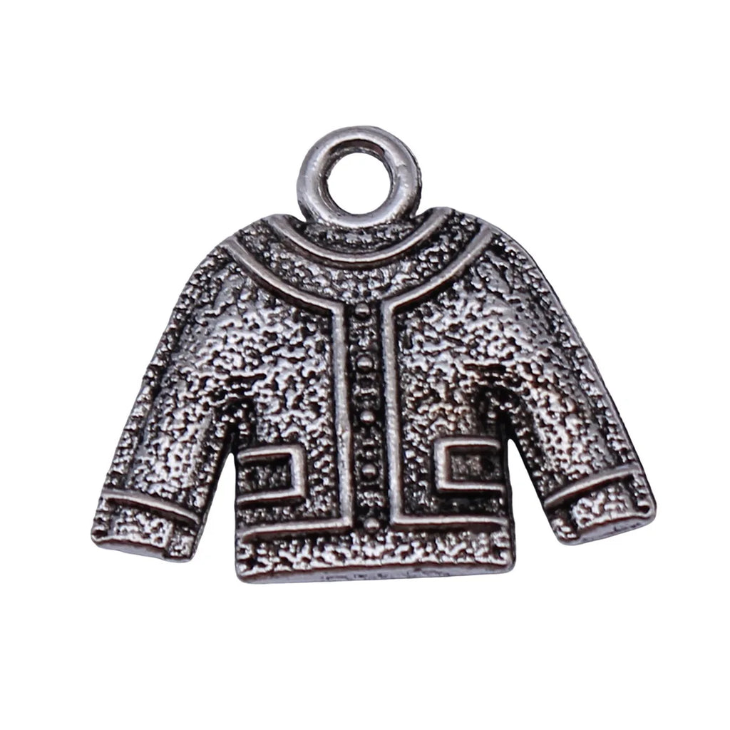 21x18mm 2.3g Antique Silver Zinc Alloy Double Sided Clothing Charm Pendant for DIY Jewelry Making