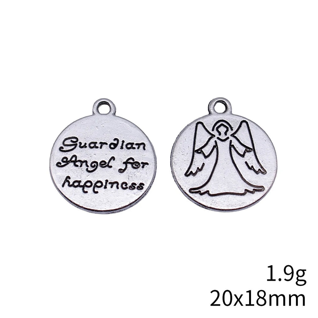20x18mm 1.9g Antique Silver Zinc Alloy Happiness Guardian Angel Charm Pendant for DIY Jewelry Making