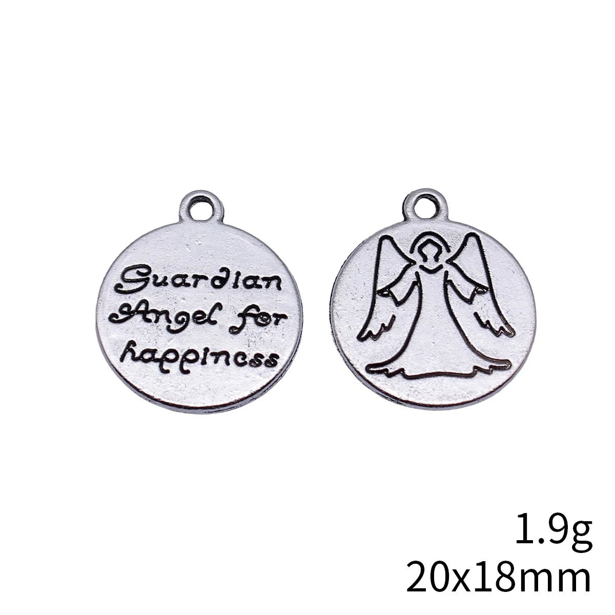 20x18mm 1.9g Antique Silver Zinc Alloy Happiness Guardian Angel Charm Pendant for DIY Jewelry Making