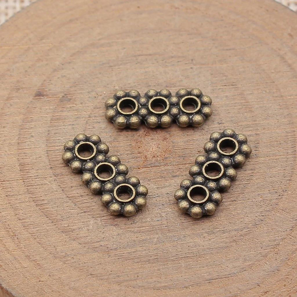 15x6mm 0.8g Multicolor Zinc Alloy Three Hole Spacer Beads Jewelry Findings for DIY Bracelet Making