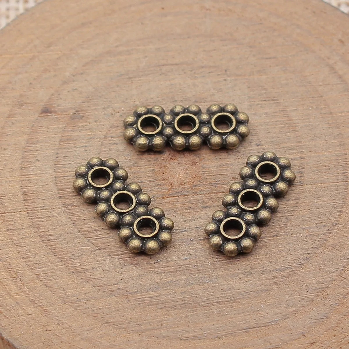 15x6mm 0.8g Multicolor Zinc Alloy Three Hole Spacer Beads Jewelry Findings for DIY Bracelet Making