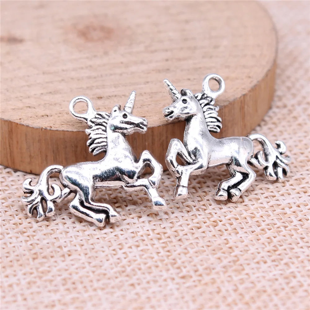 22x23mm 3.1g Antique Silver Zinc Alloy Unicorn Charm Pendant for DIY Necklace Bracelet Jewelry Making